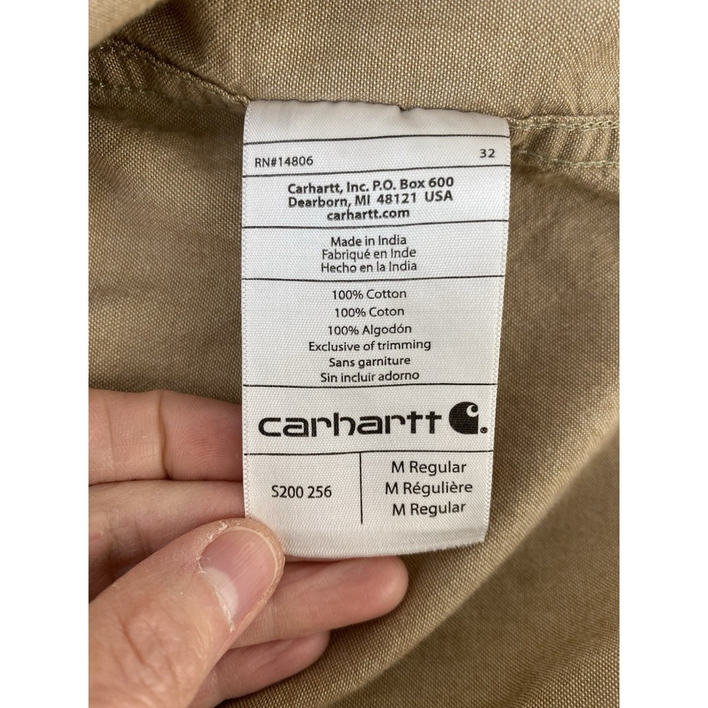 Carhartt Men's M Tan Relaxed Fit Short Sleeve Button Up Casual Workwear Shirt - Picture 8 of 10
